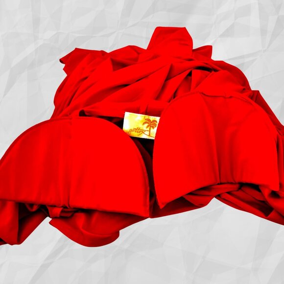 Vintage 1980's GOTTEX Red Open Front Full Swing Jacket Kimono Topper Womens S P - Picture 13 of 14